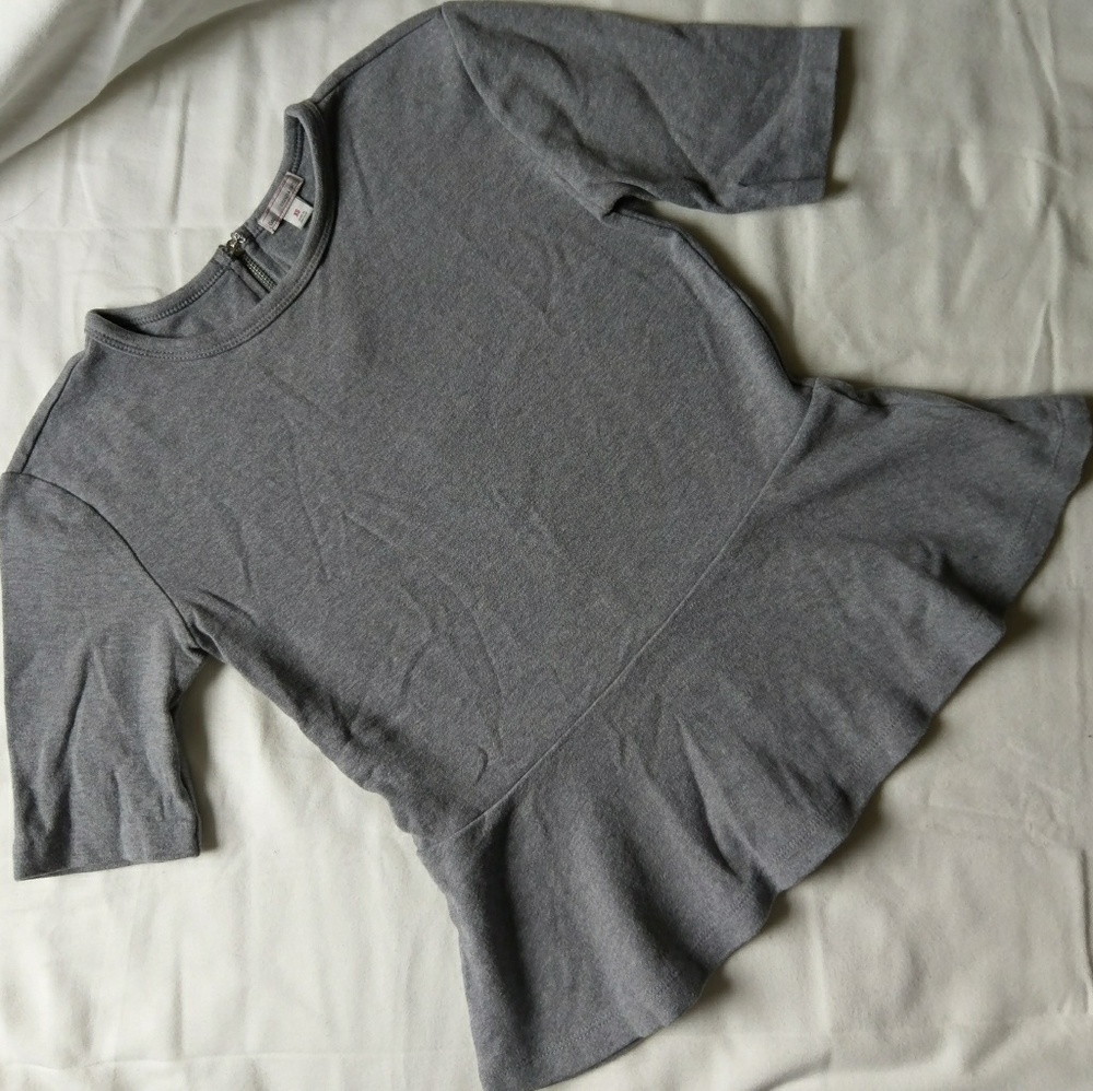 Grey Cotton Gap Peplum Shirt